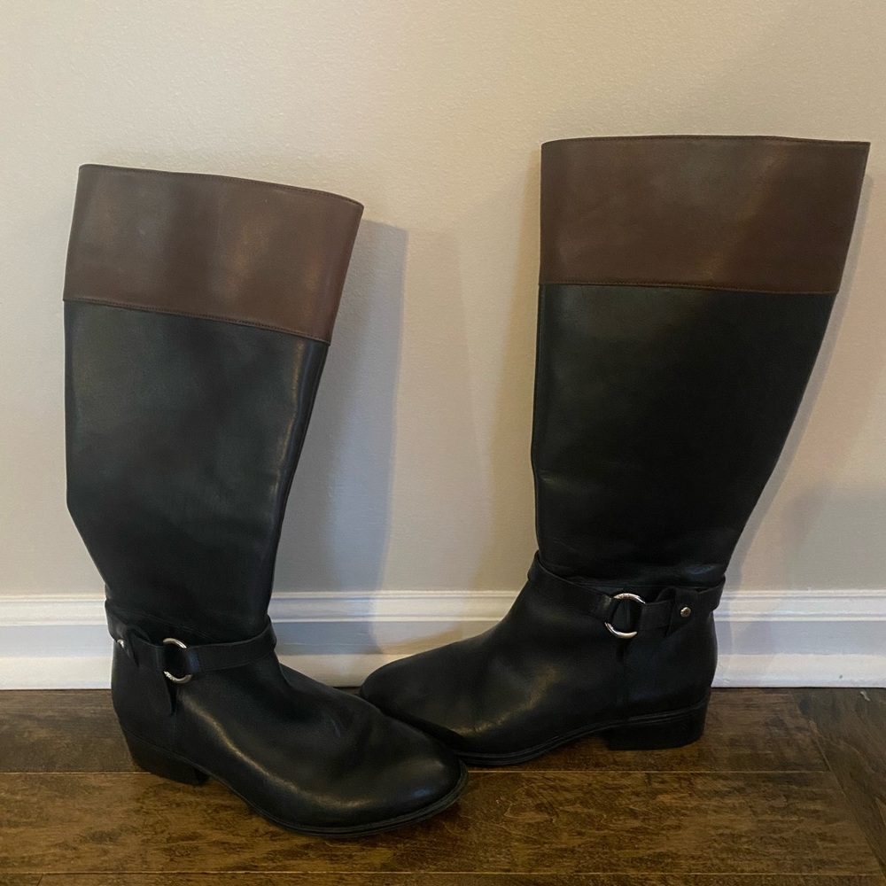 LAUREN RALPH LAUREN Leather Riding Boots Size 6 Black Brown